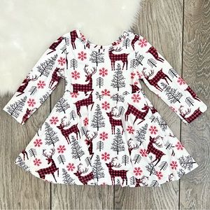 White Buffalo Plaid Deer Dress